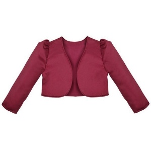 Girls Burgundy Satin Long Sleeved Bolero